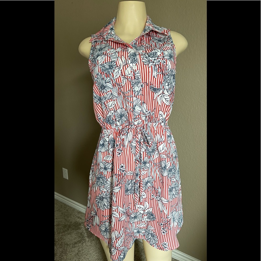 NEW BeBop Womens Button Collared Striped Sundress